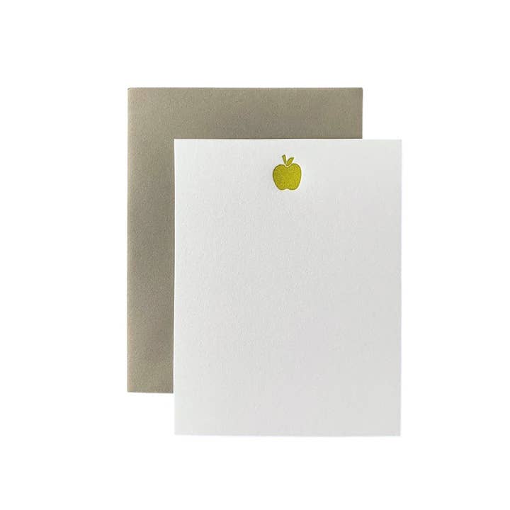 Apple Flat Note Cards - Green for wholesale by Yozo Studio