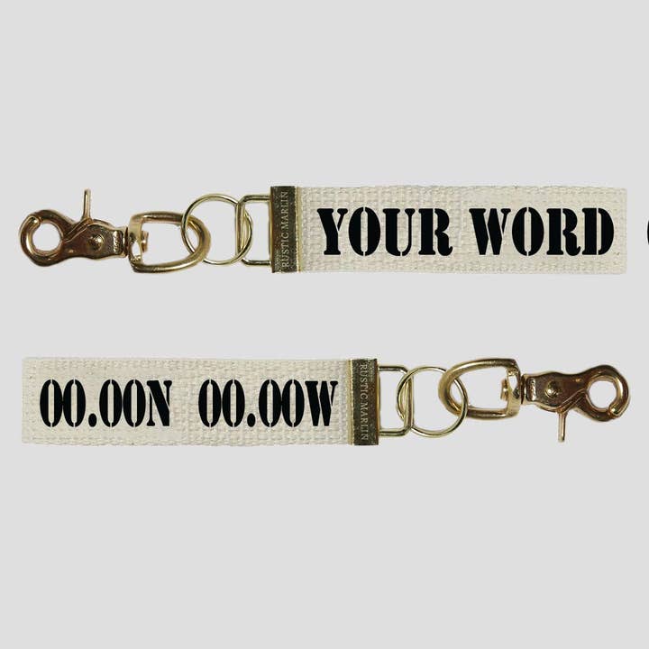 Rustic Marlin - Wholesale Keychain - Unisex - Personalized Town + Coordinates Keychain