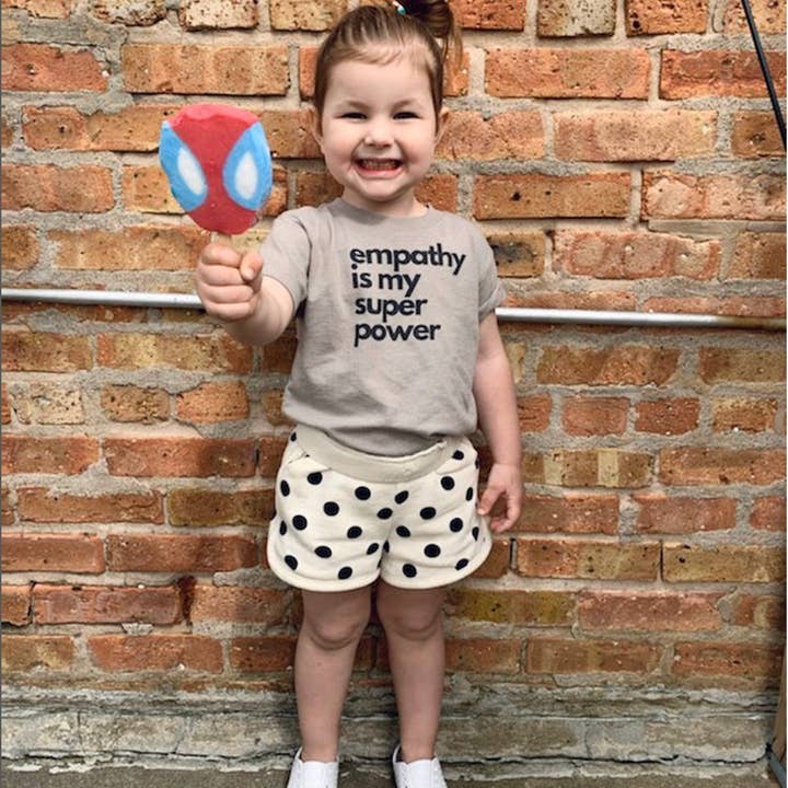 The Sly Violet - Venta al por mayor Camiseta serigrafiada - Niños - Empatía Super Power Baby & Toddler Tee - Sage Stone