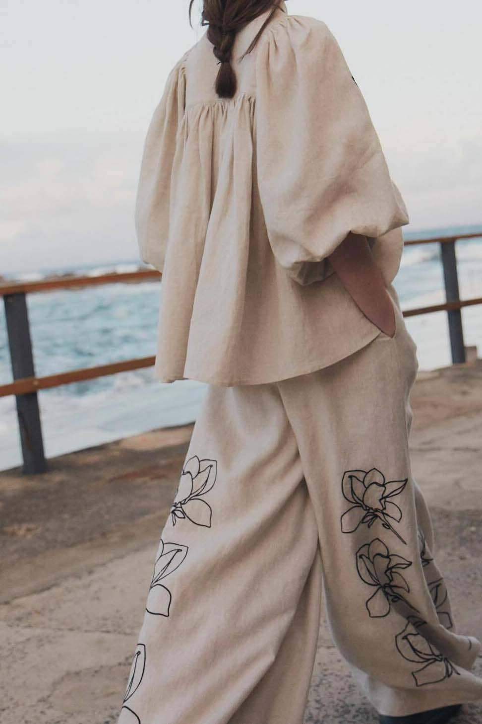 BEIGE Floral Top and Pants Set for wholesale on Faire6