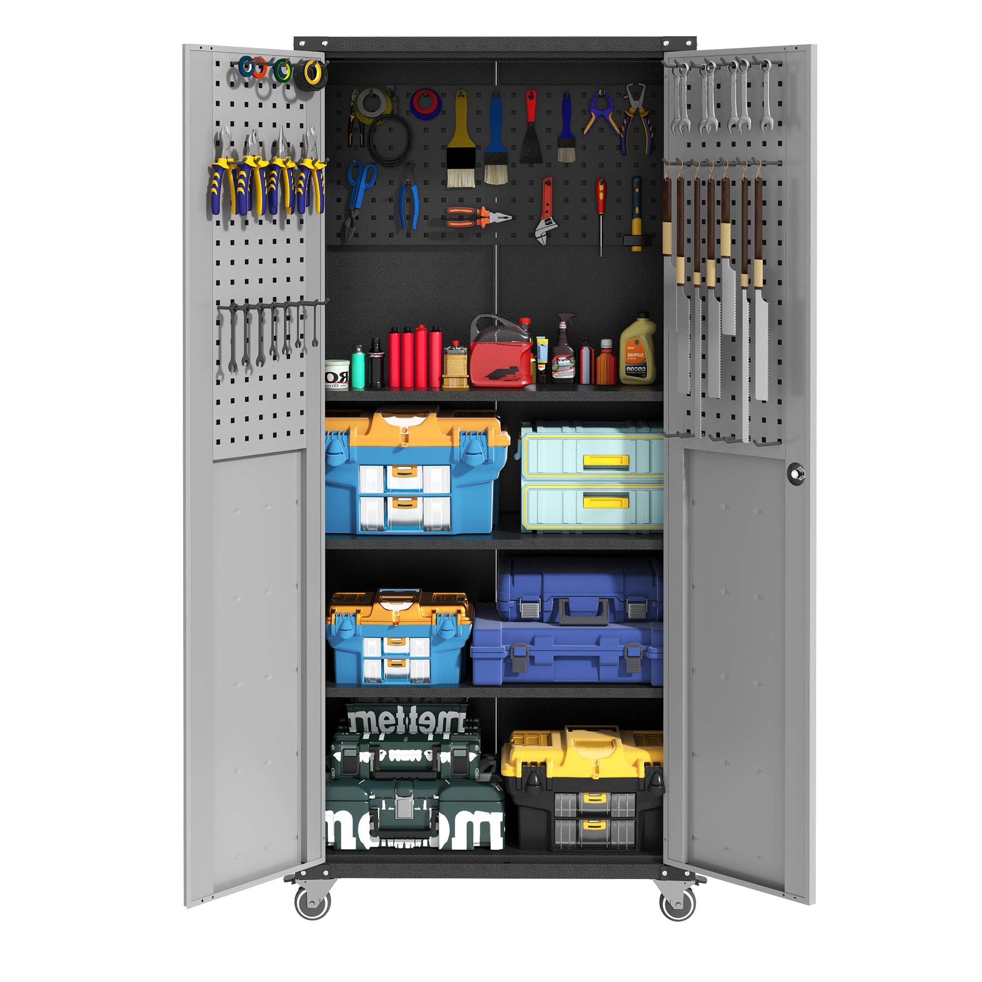 HOMYCASA DESIGN INC - Wholesale Cabinet - 71'H Black Gray Mobile Lockable Metal Garage Storage Cabinet11