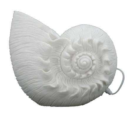 Lampada a conchiglia Nautilus in pietra arenaria per la vendita all'ingrosso da parte di Modern Coastal by Contrast Inc.