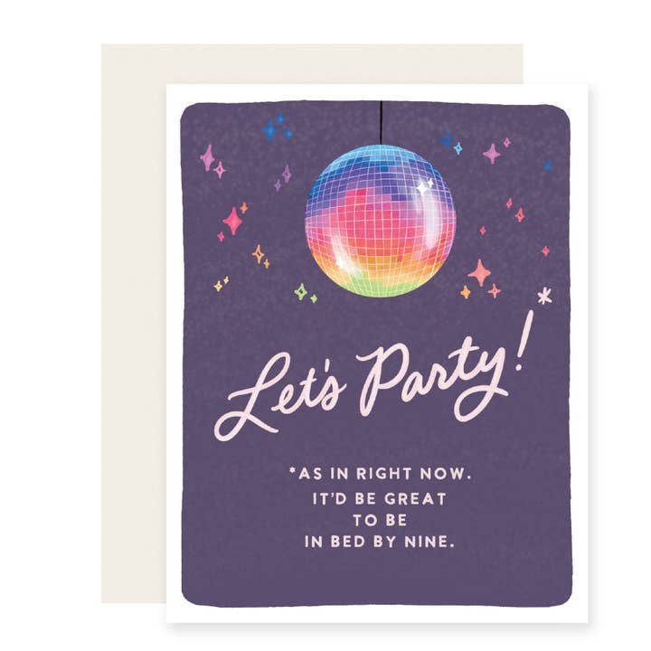 Bed By 9 Disco Ball Birthday Card | Funny Birthday Card for wholesale by Slightly Stationery