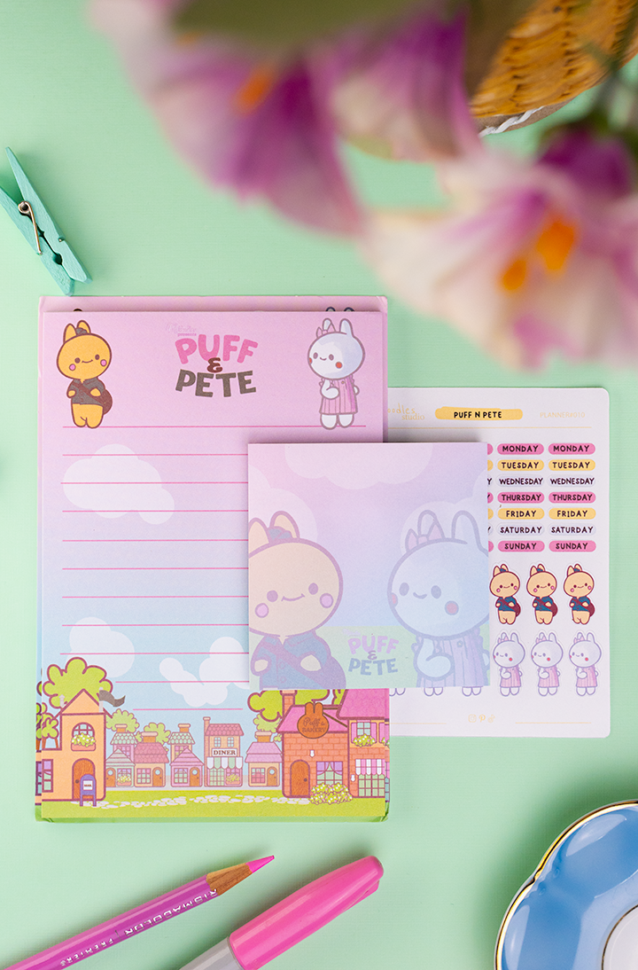 Meldoodles - Wholesale Stationery/Notecard Set - Puff & Pete Small Stationery Gift Set0