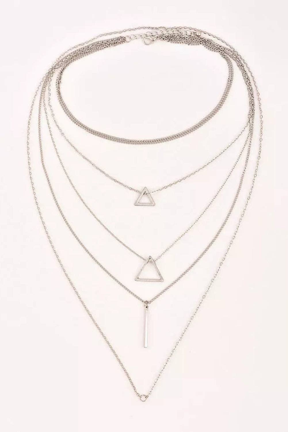 Argento Collana multistrato con ciondolo a triangolo Boho in argento in vendita all'ingrosso su Faire1