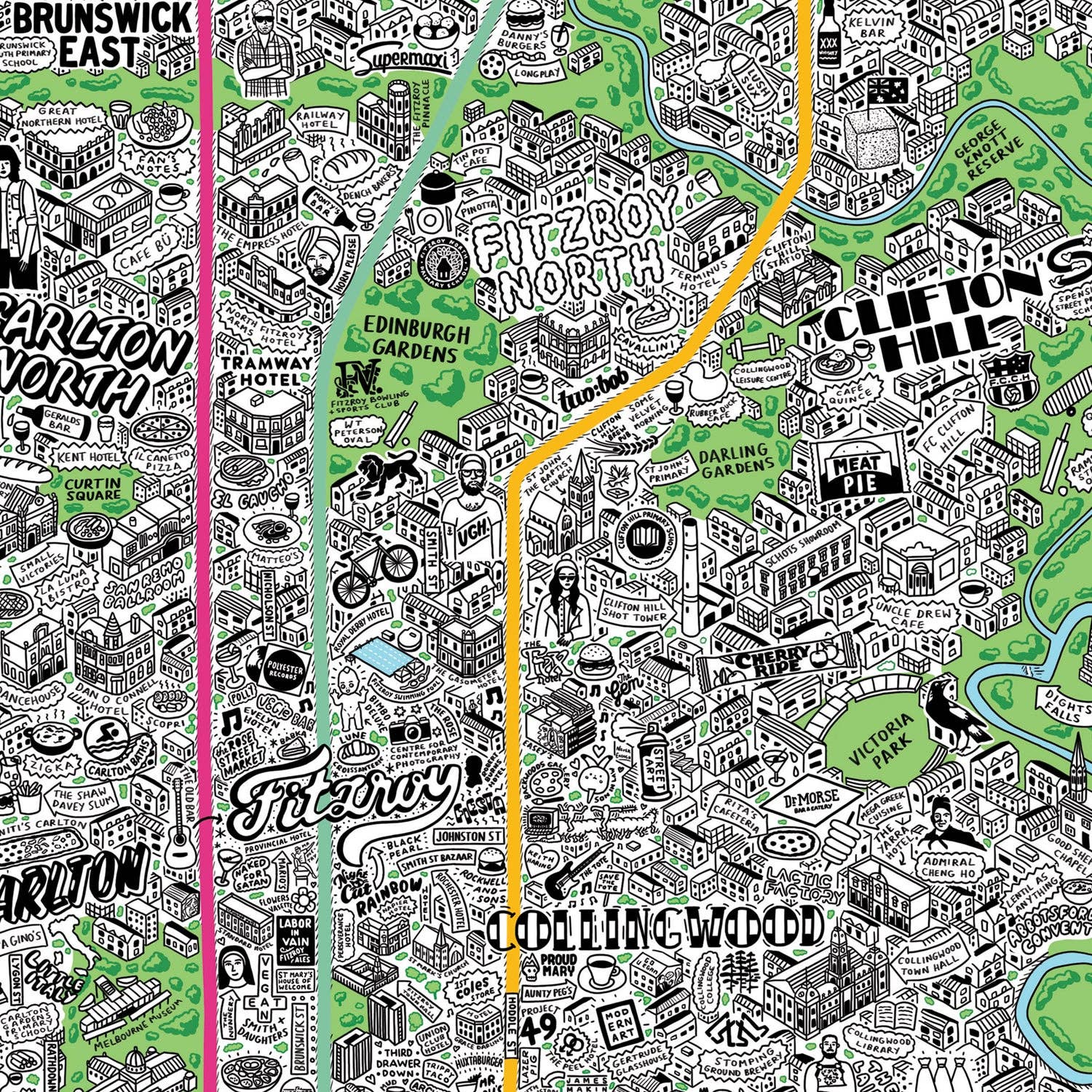 Evermade - Wholesale Art Print - Hand Drawn Map of Melbourne Art Print5