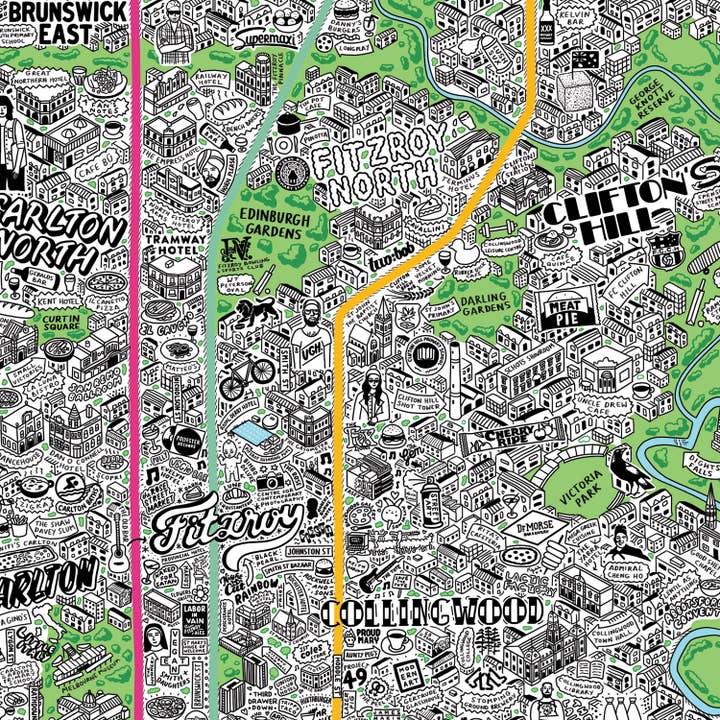 Evermade - Wholesale Art Print - Hand Drawn Map of Melbourne Art Print5