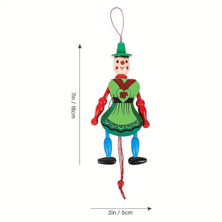 Mix Color Pc Wooden Marionette Puppets – 7" Handcrafted Pull-String Dolls for wholesale on Faire4
