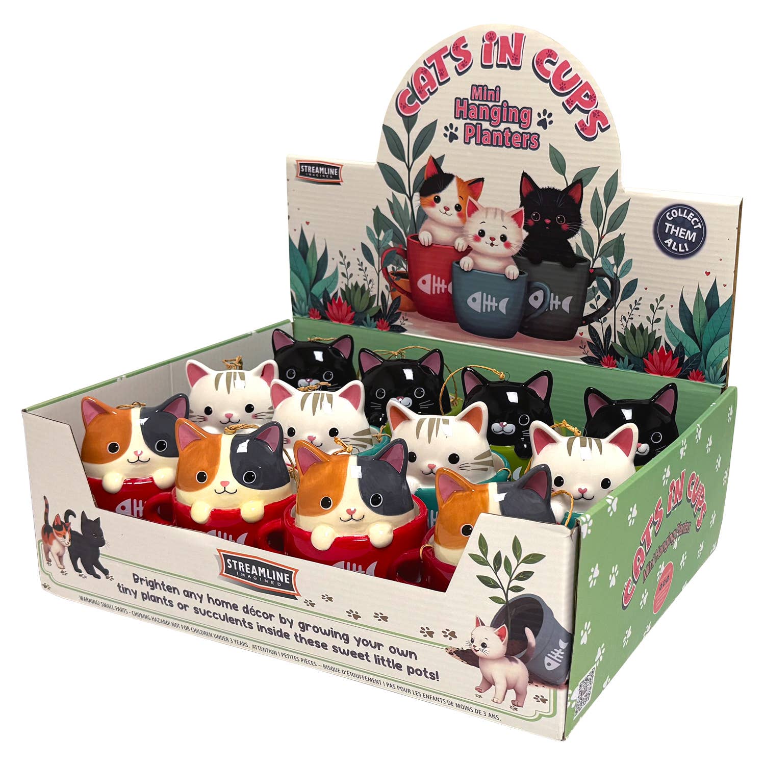 Streamline - Wholesale Hanging Planter - Cats In Cups Mini Hanging Planters5