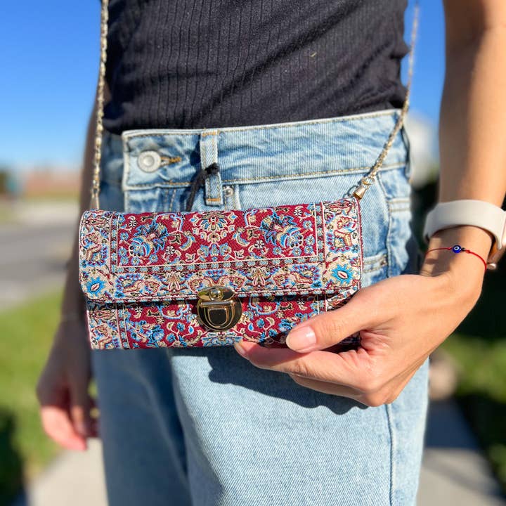 Borsa a tracolla Boho, borsa a tracolla piccola con design a tappeto per la vendita all'ingrosso da parte di Umays Boho