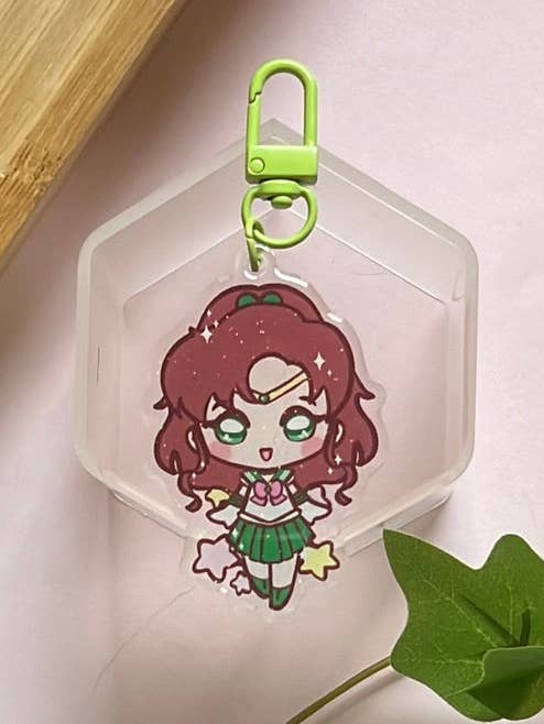 Porta-chaves com Purpurina de Dupla Face da Guardiã Bonita de Júpiter por atacado de Peony Lee Art