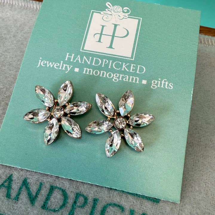 Pave Flower Sparkle Stud - Gold Setting for wholesale by HandPicked