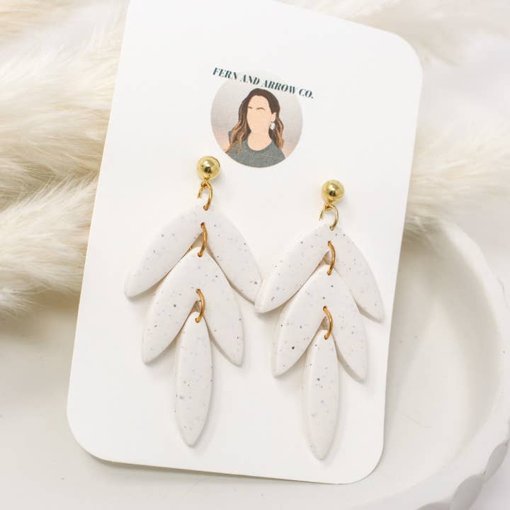 Aspen- Polymer clay dangle earring white hypoallergenic for wholesale by Fern and Arrow co.