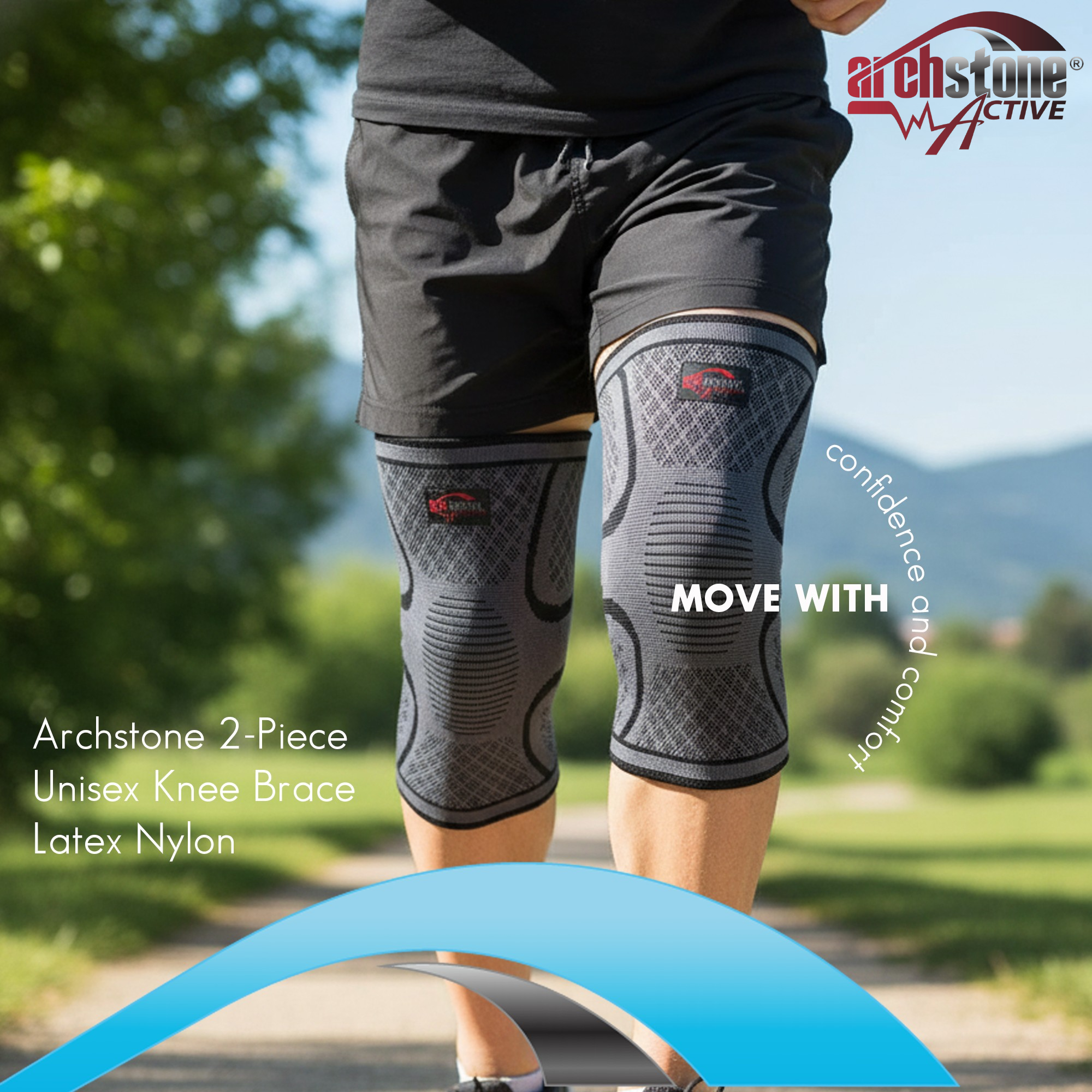 Archstone Collections – wholesale Knee sleeve – Archstone 2-Piece Unisex Knee Brace - Latex Nylon2