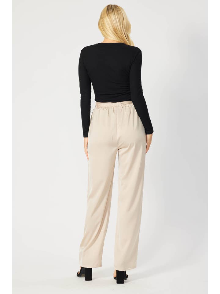 FSL Apparel - Wholesale Pants - Women's - IP7082 - SATIN TROUSER FEATURING BELT AMD ELASTIC WAIST BAND8