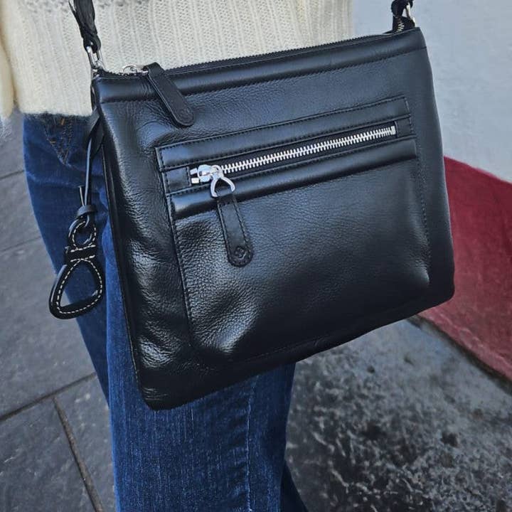 Borsa a tracolla Ellen Leather a 3 scomparti con zip superiore - Fatta a mano da Saddler per la vendita all'ingrosso da parte di SADDLER