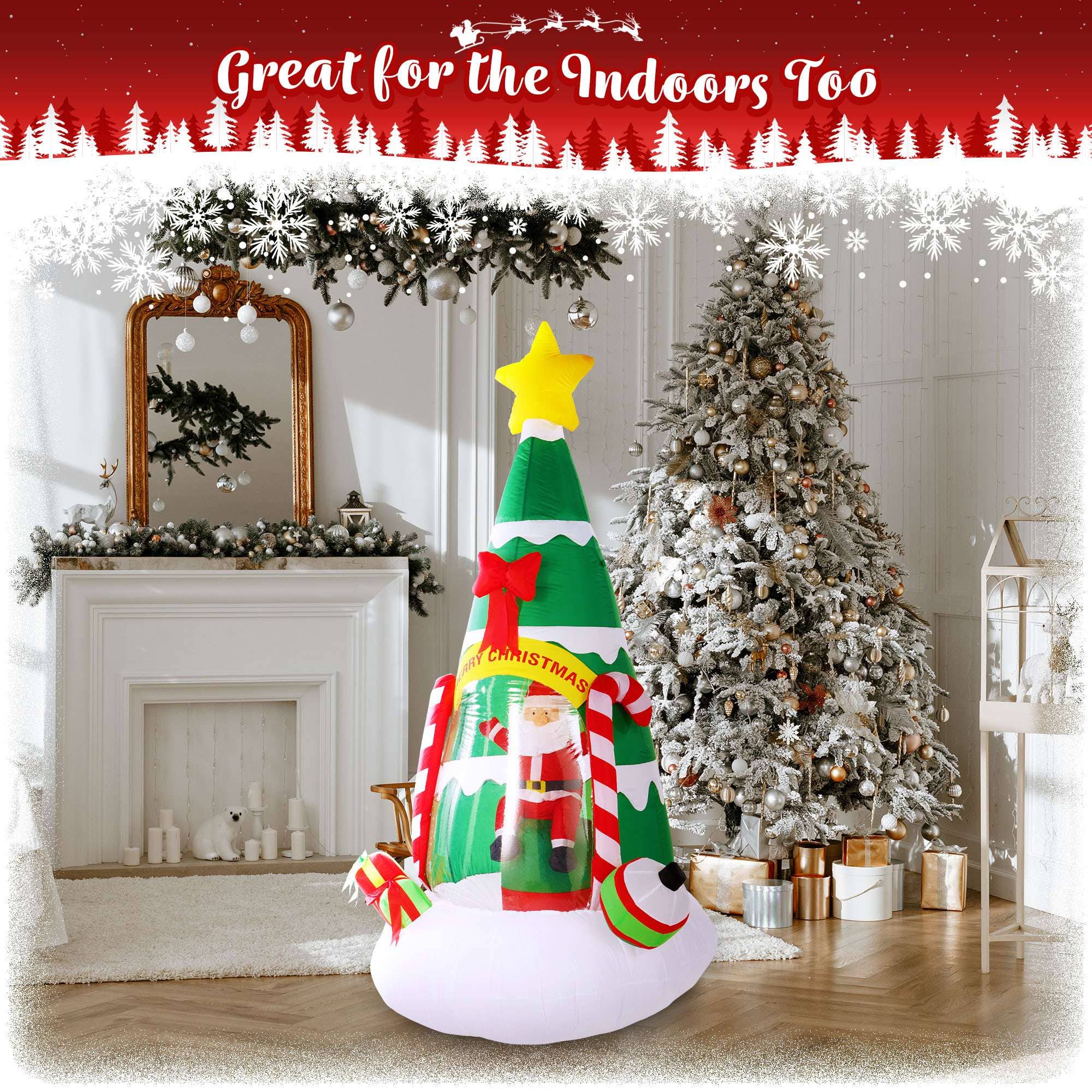 G128 - Wholesale Christmas Decoration - Inflatable Christmas Tree with Santa Claus, LED Lights2