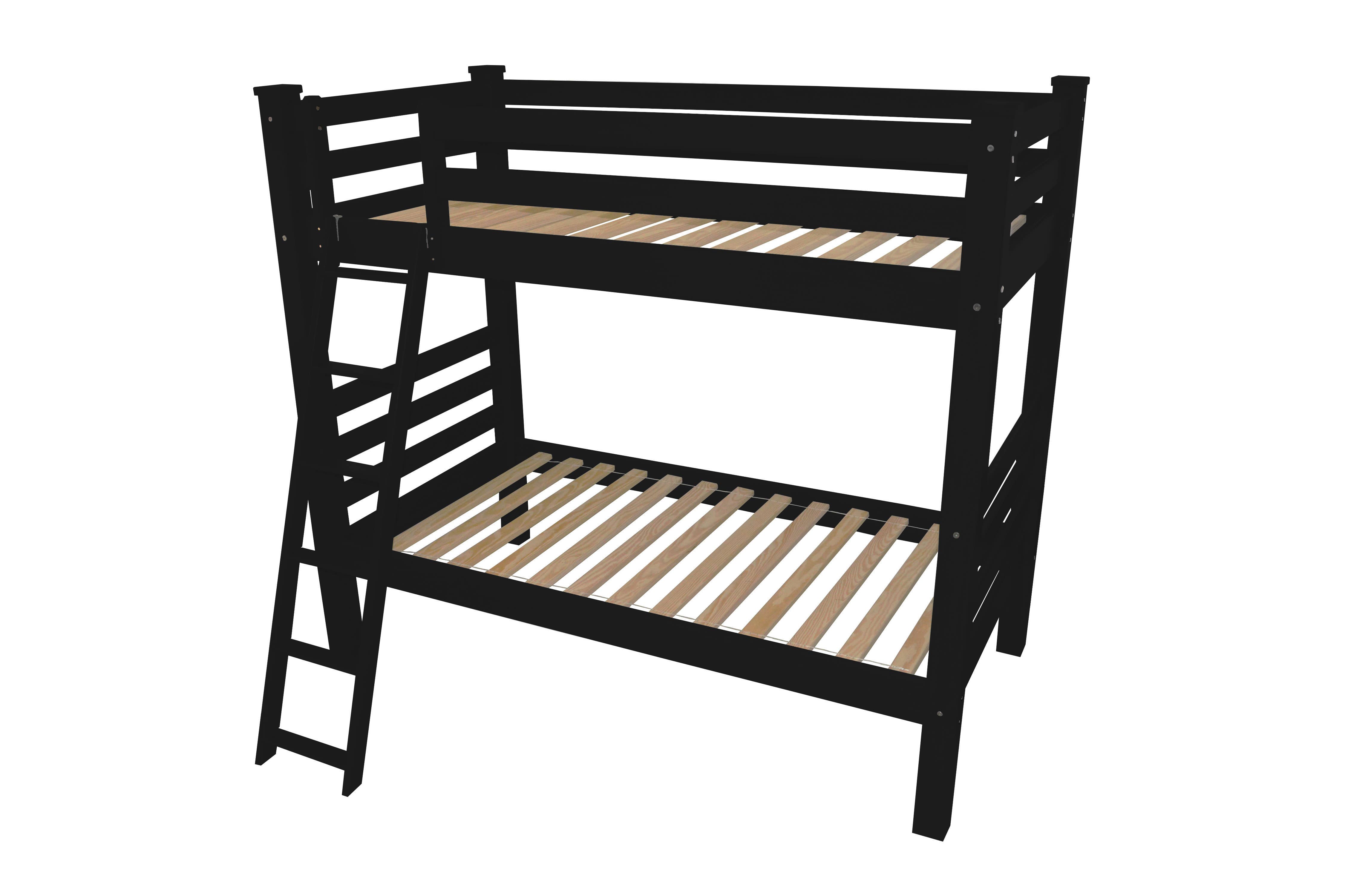 HomeRoots – wholesale Bed – Black Twin Over Twin Solid Wood Bunk Bed0