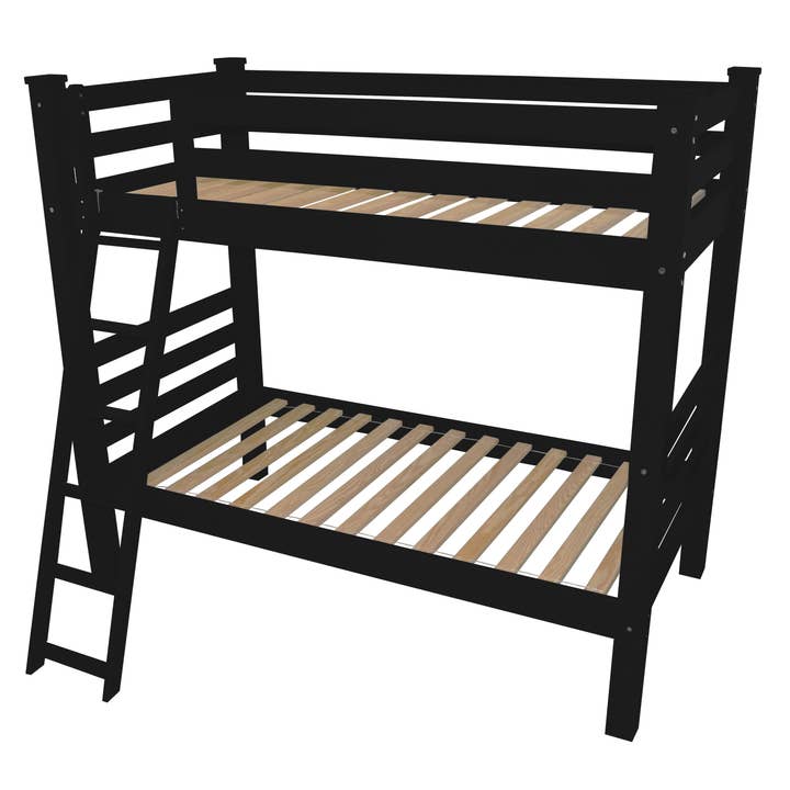 HomeRoots - Wholesale Bed - Black Twin Over Twin Solid Wood Bunk Bed