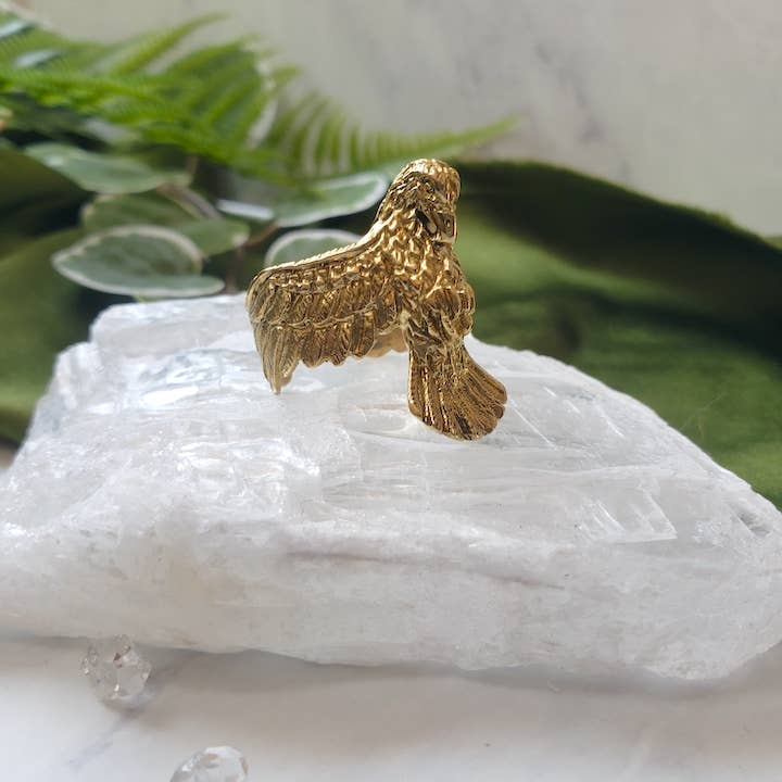 Dreamers of Dreams – wholesale Cocktail/statement ring – Hawk Ring - Brass Spirit Animal Statement Ring4