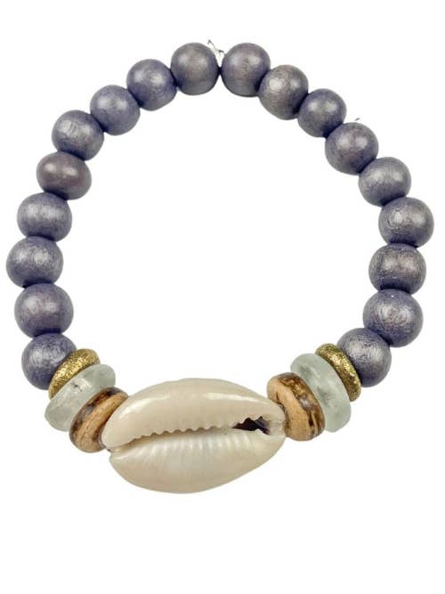 Cowrie Single Stack Bracelet | Gray for wholesale by Twine & Twig