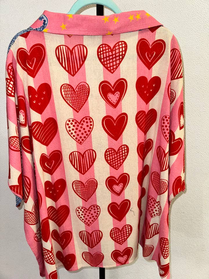 Top de Algodão Oversized com Gola e Estampas Divertidas por atacado de LeParisPetit by I Love Linen