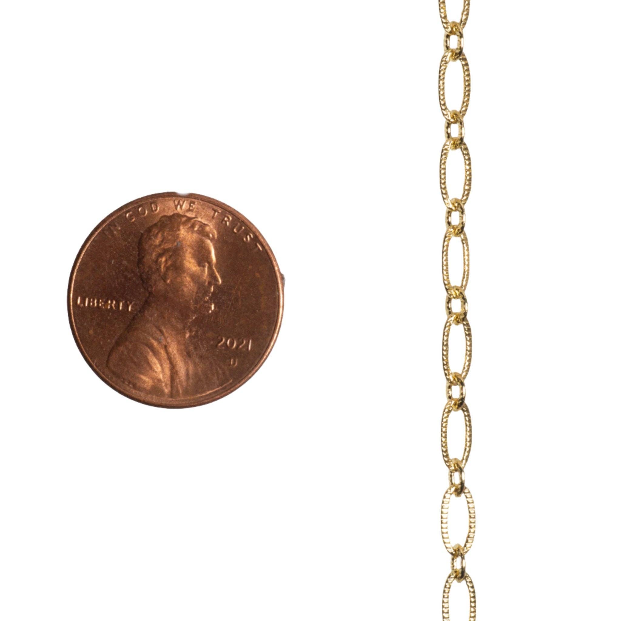 Continental Beads - Wholesale Craft Supplies - 6.4mm x 3mm Textured Oval Cable Chain Sold by The Foot - CH 8209