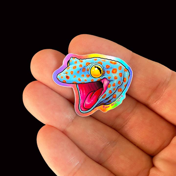 Ryan McCulloch Art - Wholesale Sticker - TINY HOLOGRAPHIC STICKER: Tokay Gecko