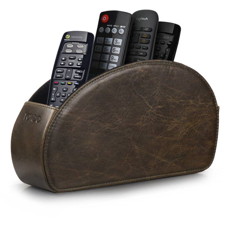 Londo - Wholesale Desk Organizer - Londo Remote Control Holder with 5 Pockets, Store DVD, Blu-Ray, TV, Roku or Apple TV Remotes, Italian Top Grain Leather with Suede Lining18