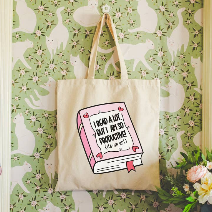 Literari Goods, Co | Book Themed Candles + Gifts - Vente Tote bag – femme - Je lis beaucoup | Sacs fourre-tout | Cadeau pour lecteur pour la Saint-Valentin4