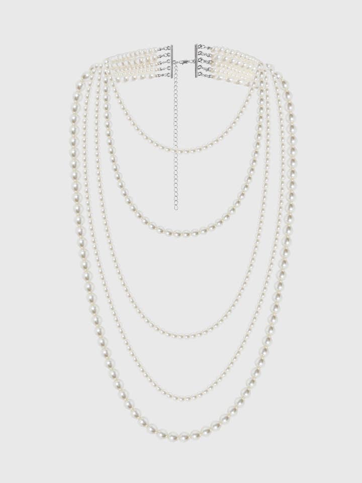 Lustrous Long Multi-Layer Pearl Necklace for wholesale by BABEYOND