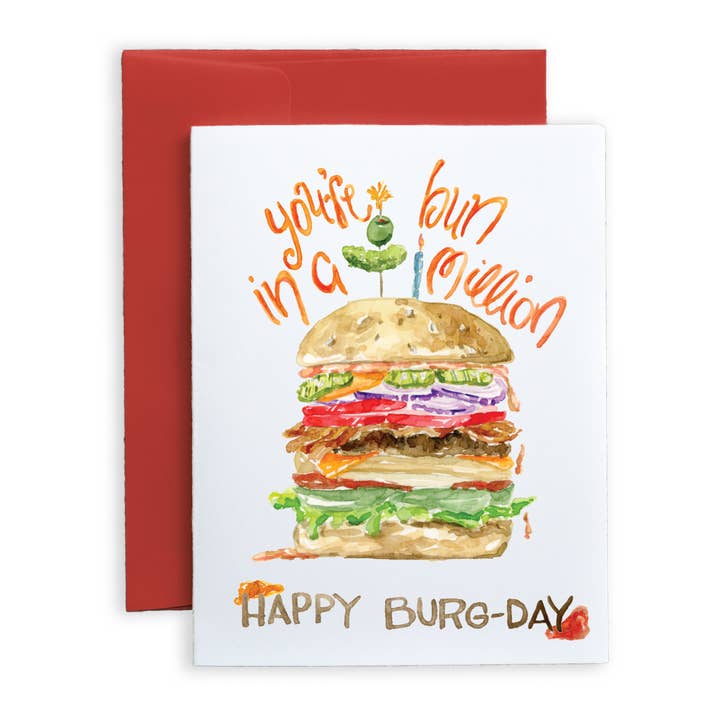 Happy Burg-day Greeting Card for wholesale by MaryGold Tales