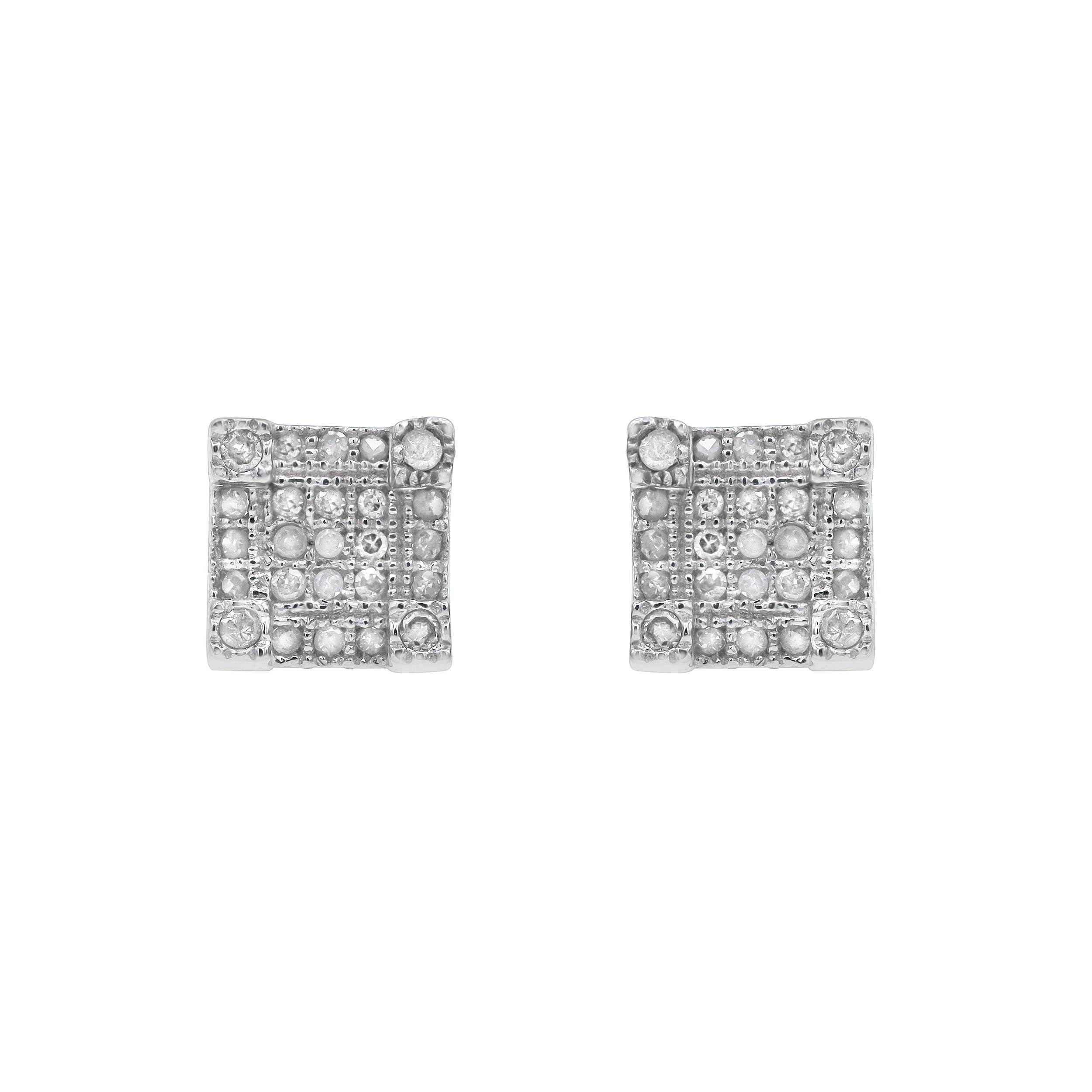 LuvMyJewelry (LMJ) - Wholesale Stud/Post Earrings - Square Stud 10K Yellow Gold Diamond Earrings 0.25 ct. tw.1