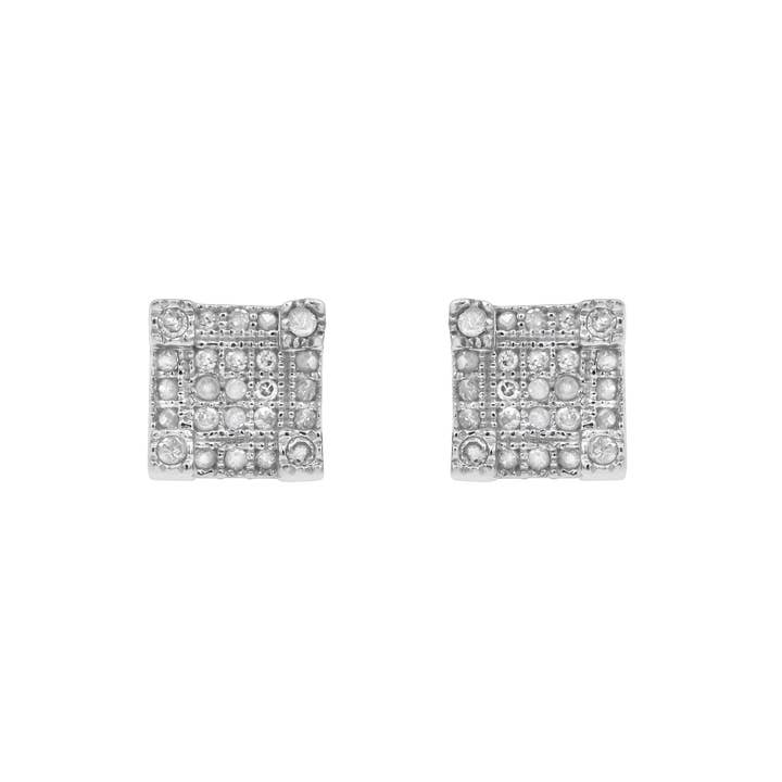 LuvMyJewelry (LMJ) - Wholesale Stud/Post Earrings - Square Stud 10K Yellow Gold Diamond Earrings 0.25 ct. tw.1