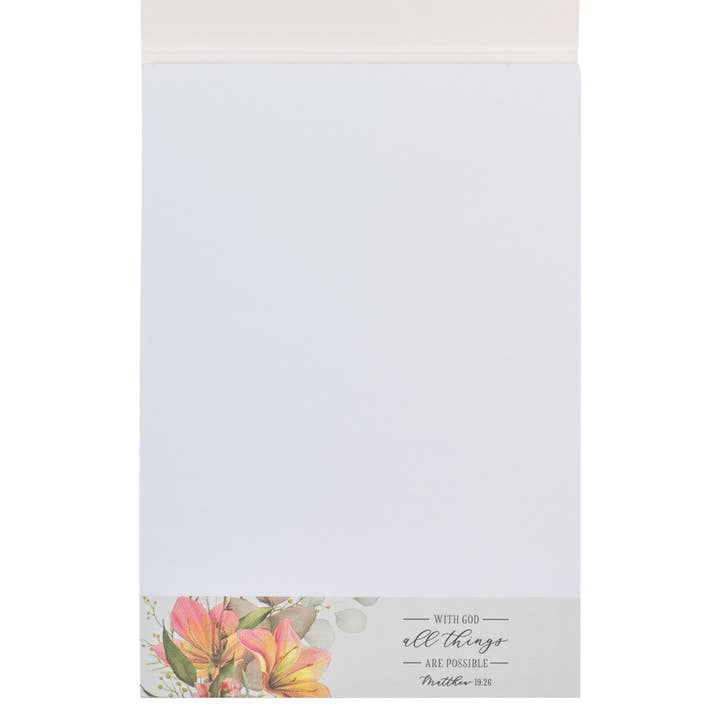 Christian Art Gifts - Wholesale Notepad - Notepad Floral All Things are Possible Matt. 19:263