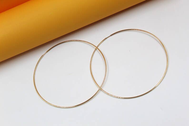 MIA Jewelry - Wholesale Hoop Earrings - 18K Gold Filled Large Thin Endless Hoop Earrings (J76)
