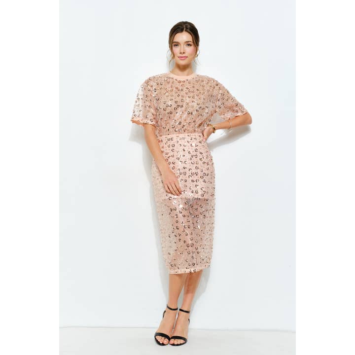 INA - Wholesale Skirt - Women's - Floral Sequin Embroidered Mesh Midi Skirt18