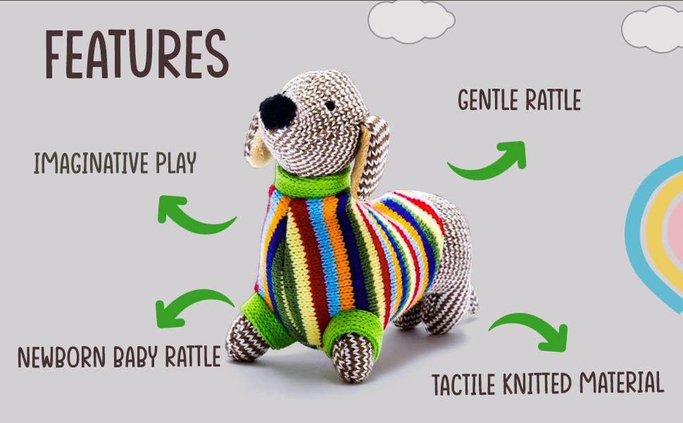 Best Years Ltd - Wholesale Handheld Rattle - Baby - Knitted Sausage Dog Baby Rattle9