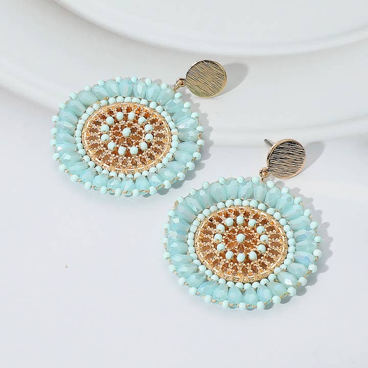 Sensibling Corp. - Wholesale Dangle Earrings - Boho Faceted Beaded Mandala Dangle Earrings
13