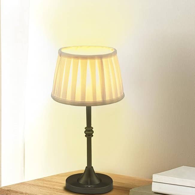 LivingTaste Home Inc - Wholesale Accent/Desk Lamp - Cordless Rechargeable Fabric Shade Bedside Black Lamps5