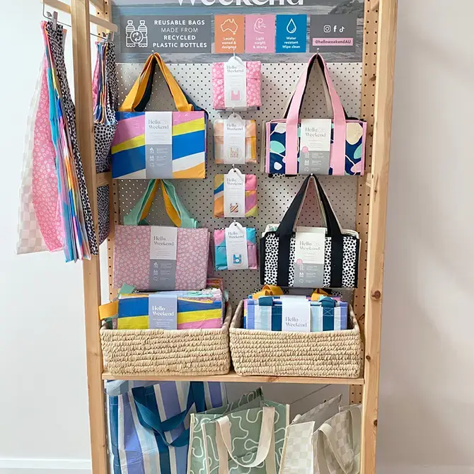 Hello Weekend - Vendita all'ingrosso Borsa per shopping/spesa - Beige neutro e fard - Borsa Daily Market con tasca9