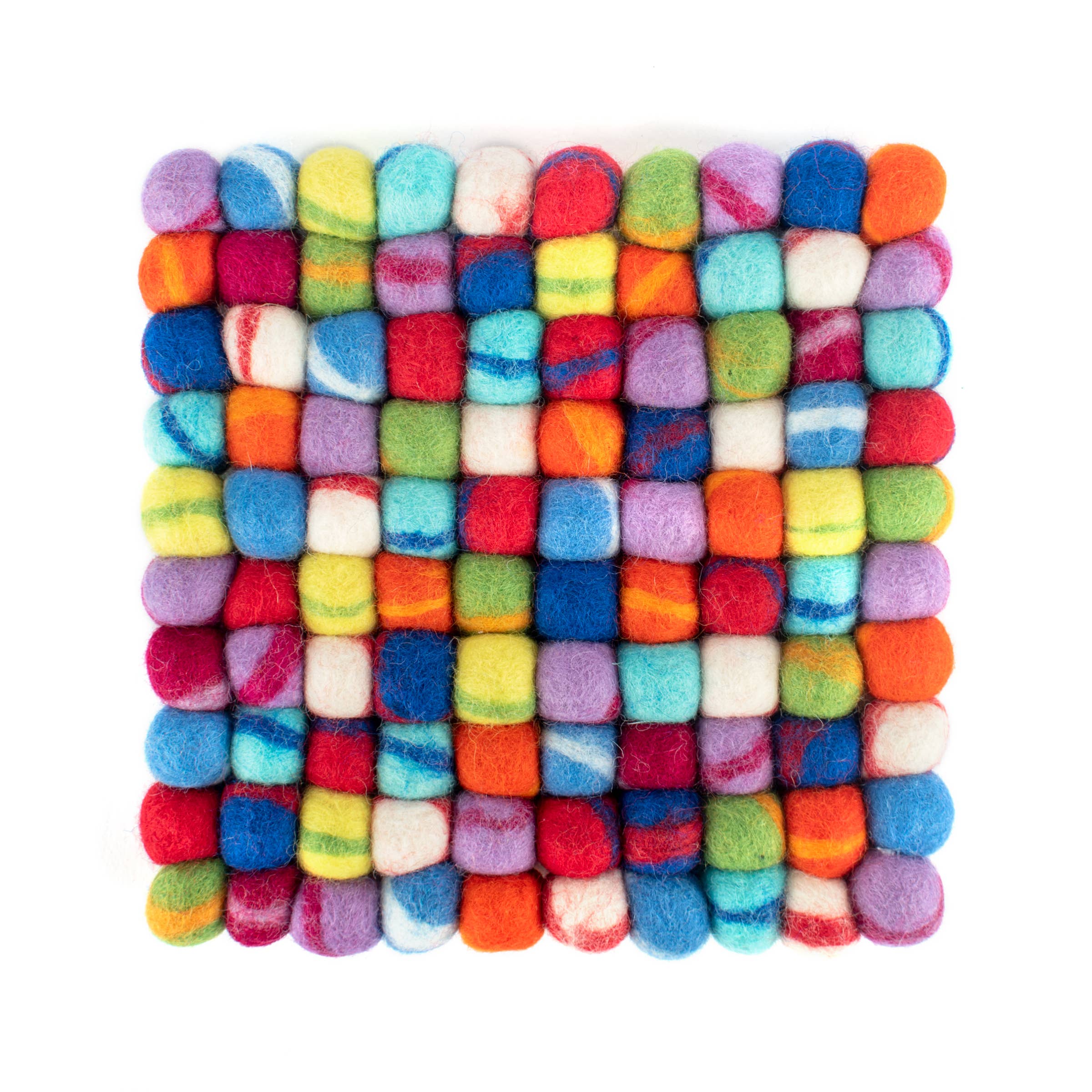 Reefelt – Base para tacho por atacado – Trivet de bola de feltro multicolorido - 8 “quadrado6