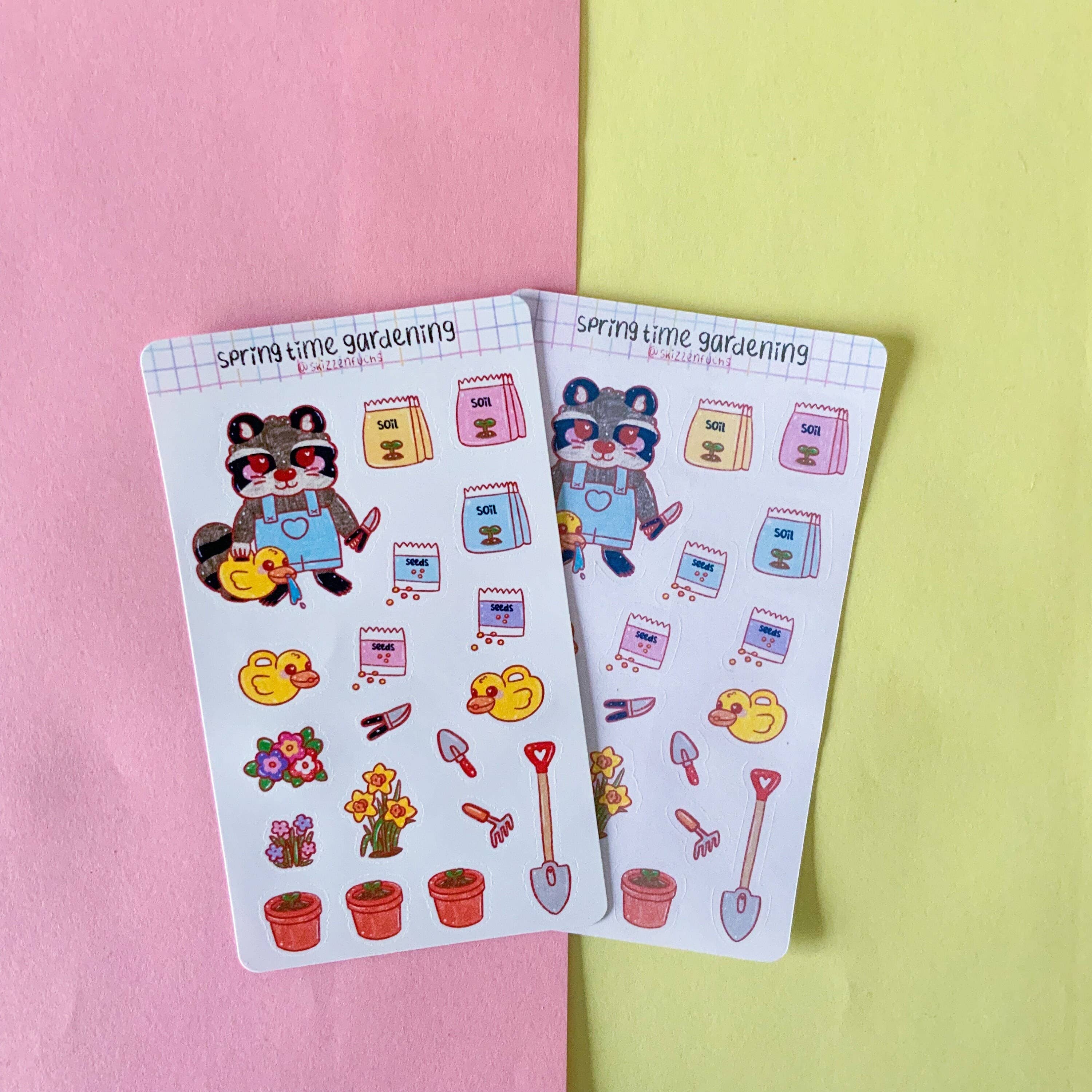 Skizzenfuchs – wholesale Sticker – Raccoon Spring Gardening Planner Stickers | Bandit Spring1