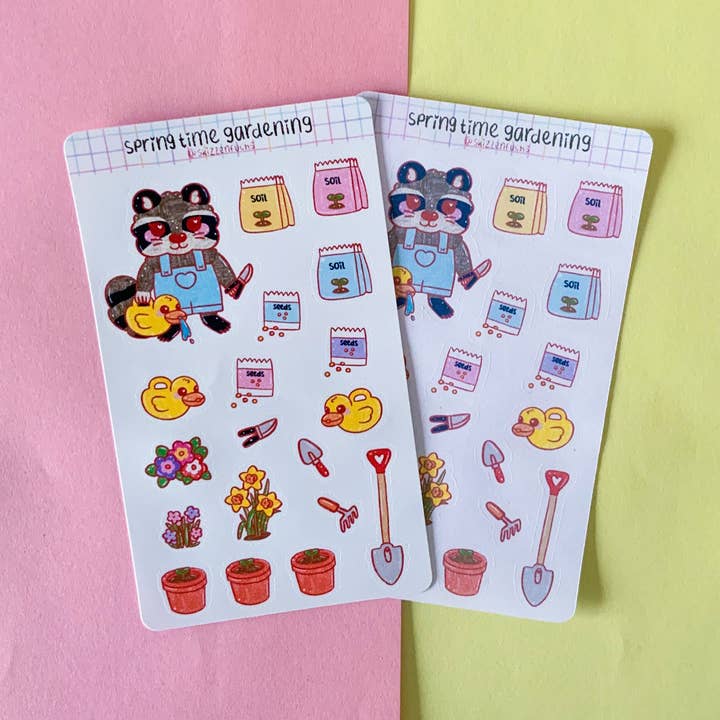 Skizzenfuchs – wholesale Sticker – Raccoon Spring Gardening Planner Stickers | Bandit Spring1