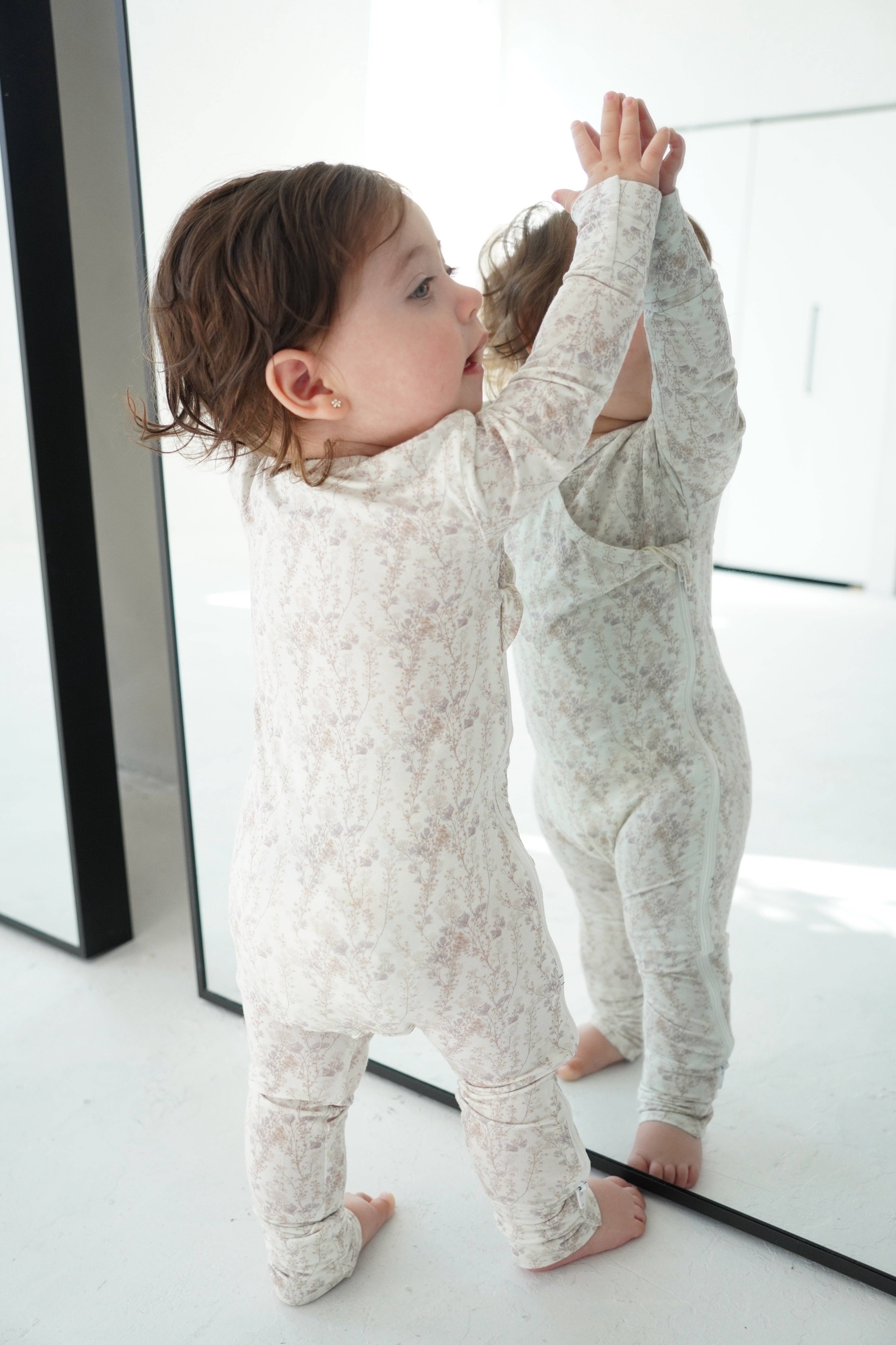 Little Threads - Wholesale Sleepsuit - Baby - Delicate Neutral Branches Bamboo Wrap Footie4