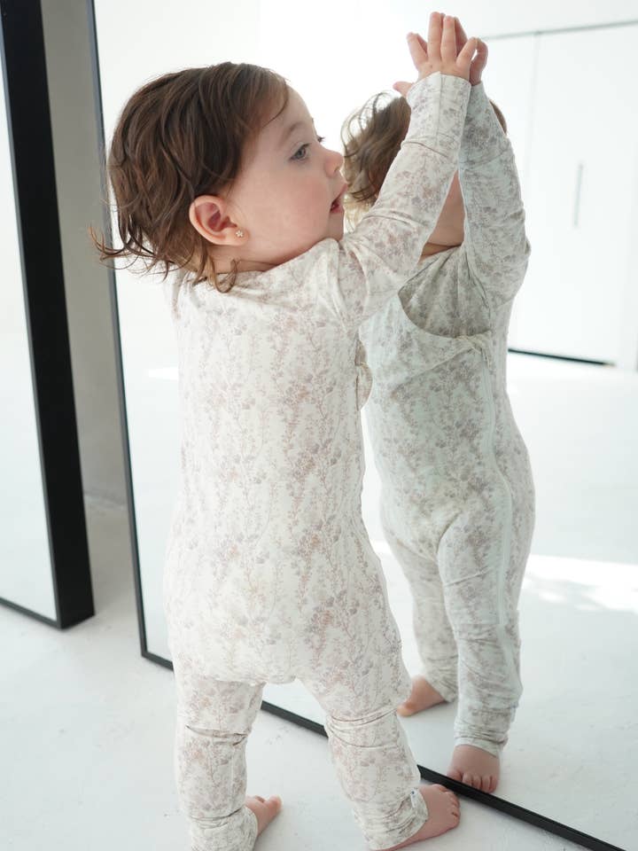 Little Threads - Wholesale Sleepsuit - Baby - Delicate Neutral Branches Bamboo Wrap Footie4