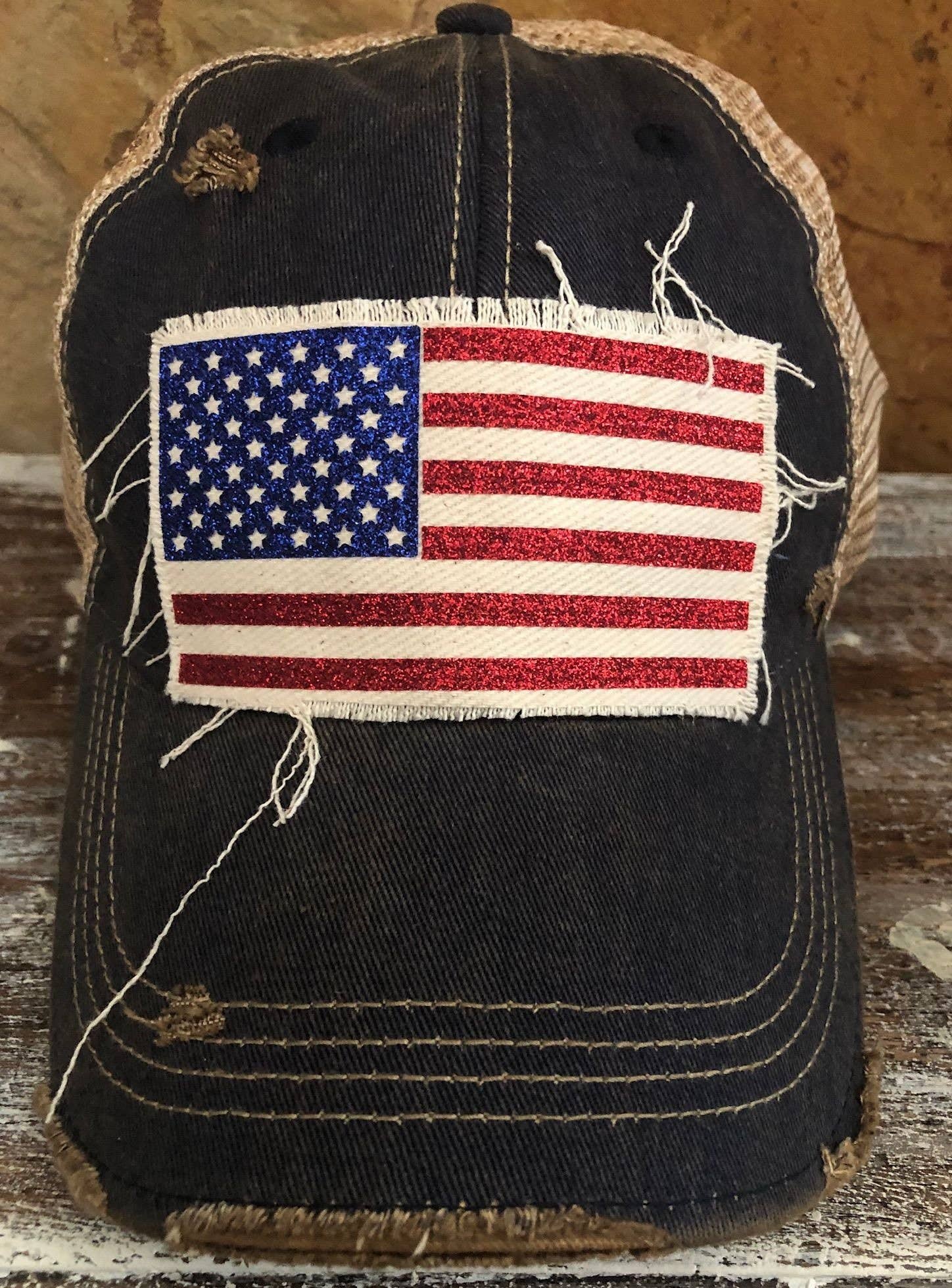 BohoGroove - Wholesale Trucker Hat - Women's - “American Flag Glitter” Hat – Patriotic snapback24