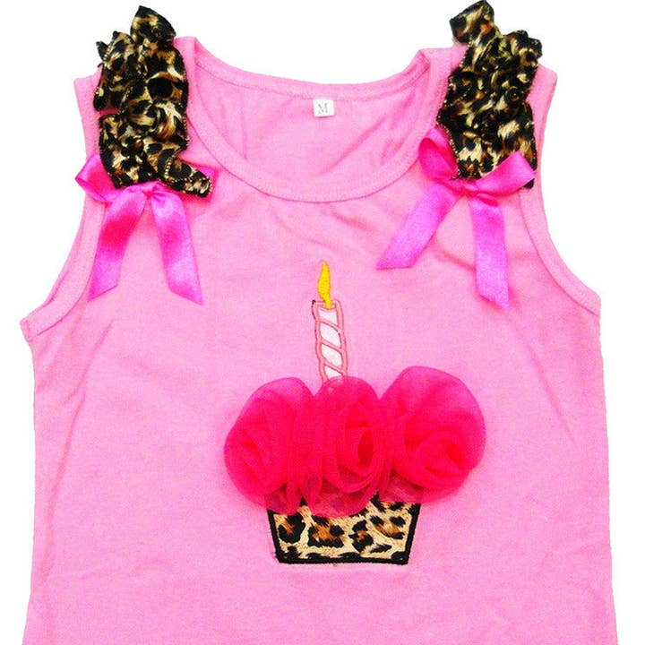Débardeur Cupcake Léopard Rose avec Fleur Rose Vif pour la vente par Wenchoice