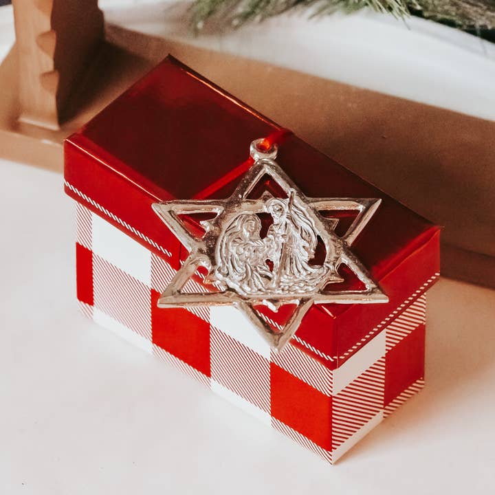 House of Morgan Pewter - Wholesale Ornament Set - Handmade Nativity Ornaments - Baby Jesus Manger Gifts2