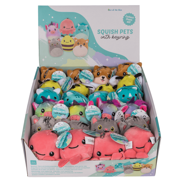 Out of the blue KG - Wholesale Squishy Toy - Kids & Baby - Squish Pets with keyring, approx. 9 cm,1